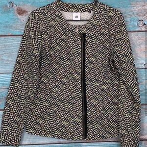 Cabi Cliffside Moto Jacket S‎ Abstract Geometric Color Pop Zip Front Snap Classy